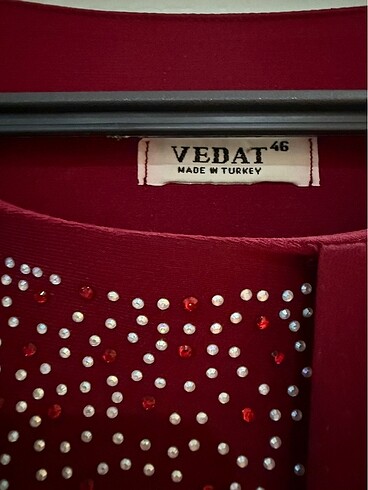 Bordo abiye taşlı gece elbisesi - Görsel 5