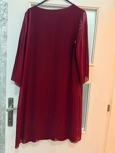 Bordo abiye taşlı gece elbisesi - Görsel 6