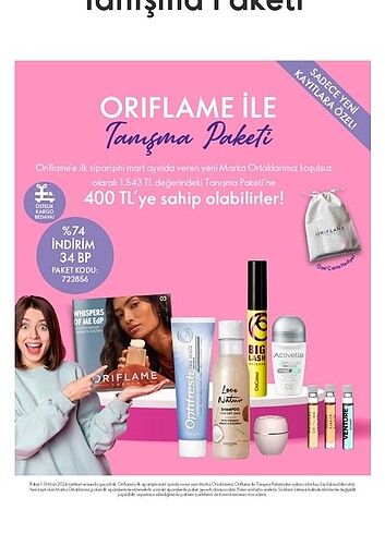  Beden Oriflame'a üyelik için mesaj atmanız yeterli