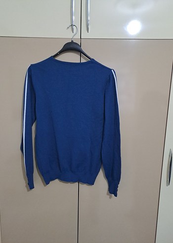 V Yaka Lacivert Kadın Triko Kazak - Görsel 3