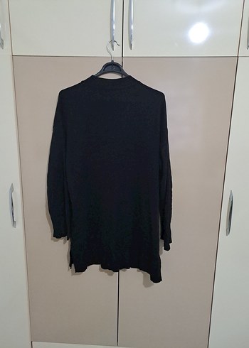 Siyah Yüksek Yakalı Örgü Kadın Kazak - Görsel 2