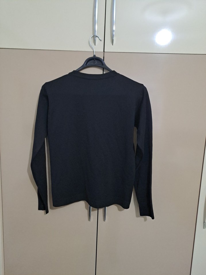 Siyah Kadın Bisiklet Yaka Uzun Kollu Kazak - Görsel 2