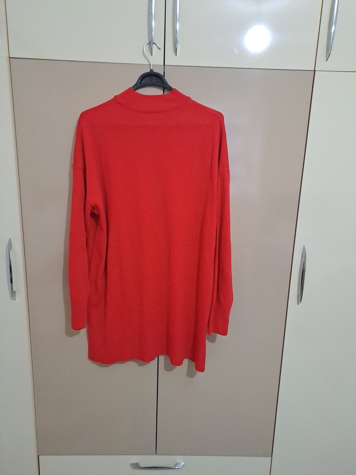 Kırmızı Salaş Örgü Kadın Kazak - Görsel 2