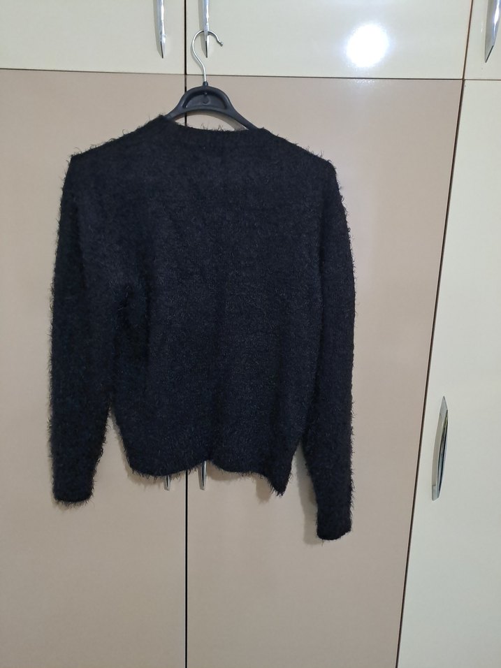 Kadın Gri Örgü Uzun Kollu Kazak - Görsel 2