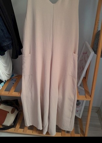 Bej Straplez Triko Kadın Tulum - Görsel 5