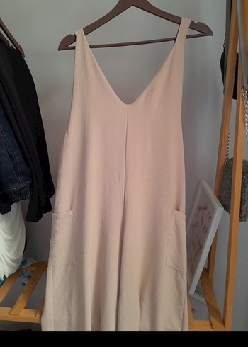 Bej Straplez Triko Kadın Tulum - Görsel 3