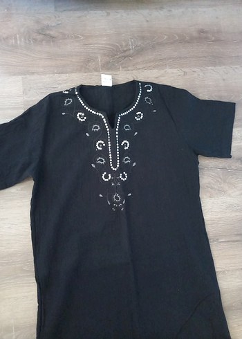 m Beden siyah Renk Boncuk İşlemeli Siyah Kadın elbise