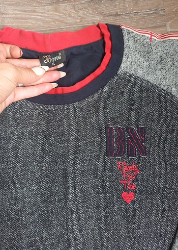 Erkek Gri pijama üst sweat - Görsel 6