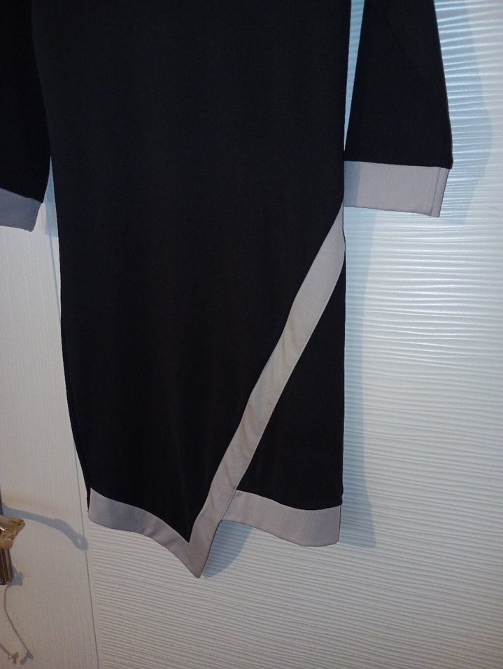 Siyah Midi yarım Kollu  Elbise - Görsel 4