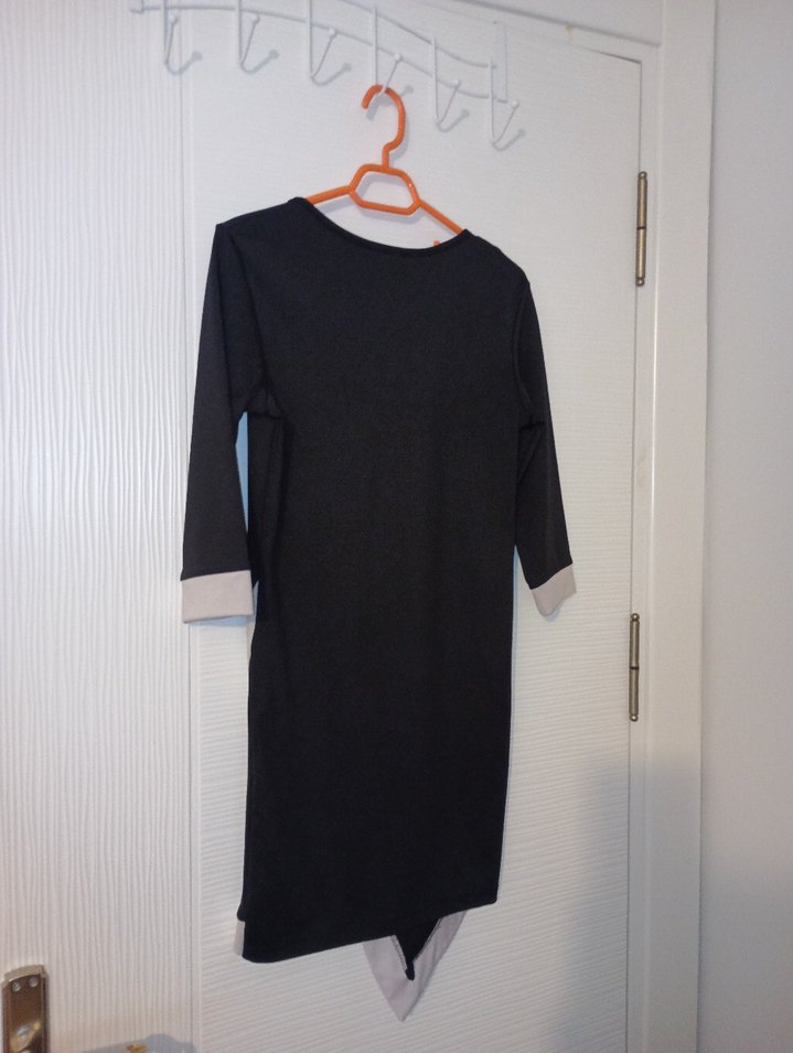 Siyah Midi yarım Kollu  Elbise - Görsel 5