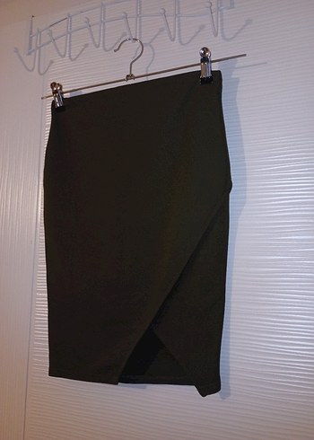 Drapeli Haki Midi Kalem Etek - Görsel 3