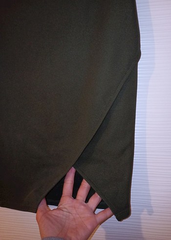 Drapeli Haki Midi Kalem Etek - Görsel 2