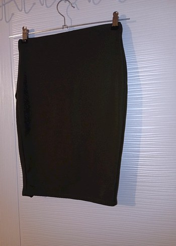 Drapeli Haki Midi Kalem Etek - Görsel 5