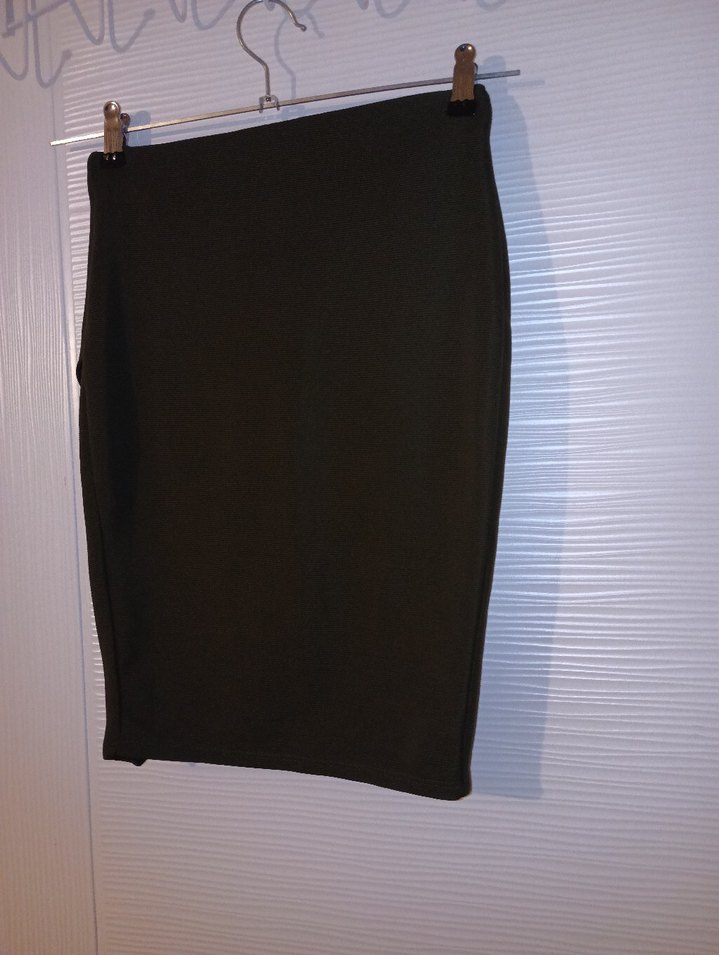 Drapeli Haki Midi Kalem Etek - Görsel 5