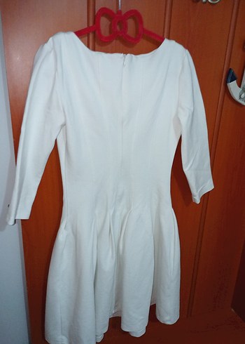 Taşlı Beyaz Pamuk Elbise - Görsel 7