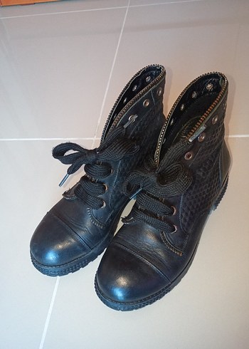 Kadın Siyah Gerçek Deri Topuklu Bot - Görsel 7