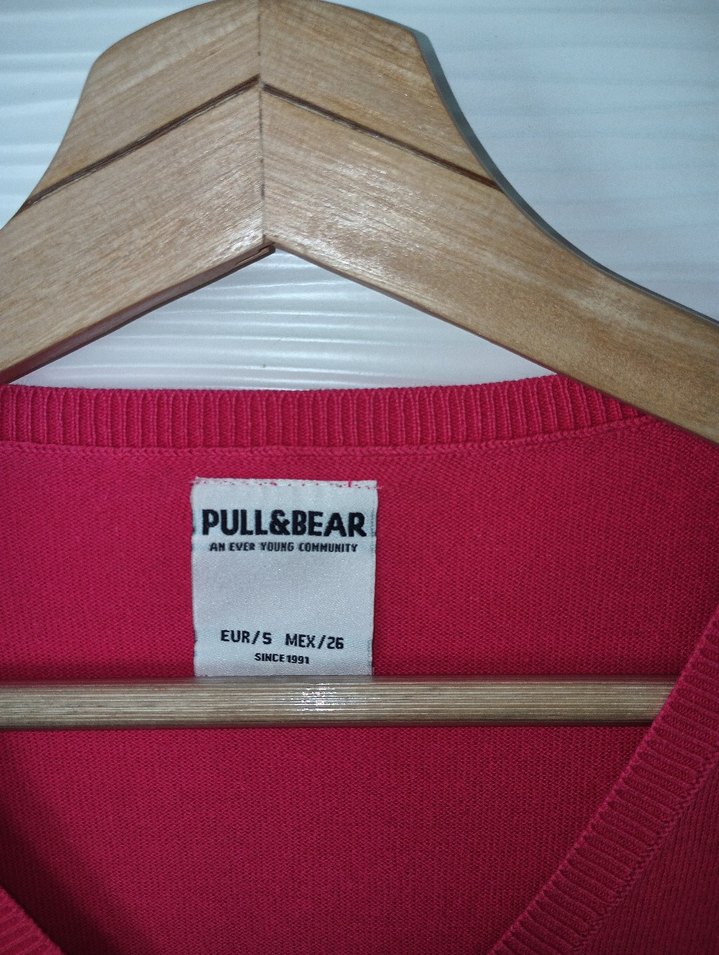 Pembe V Yakalı Kadın Keten Kazak - Görsel 3