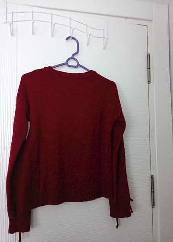 Bordo Örgü Kadın Kazak - Görsel 5