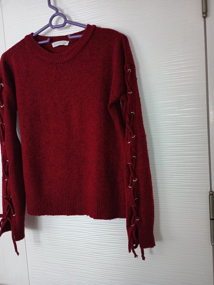 Bordo Örgü Kadın Kazak - Görsel 4