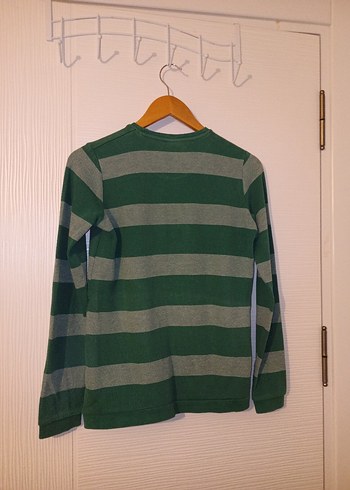 Yeşil Gri Çizgili Erkek Sweatshirt - Görsel 5