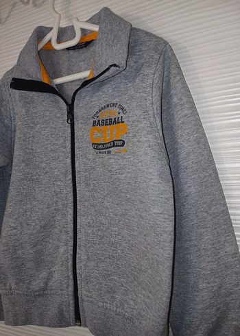 Gri Fermuarlı Erkek Çocuk Sweatshirt - Görsel 4