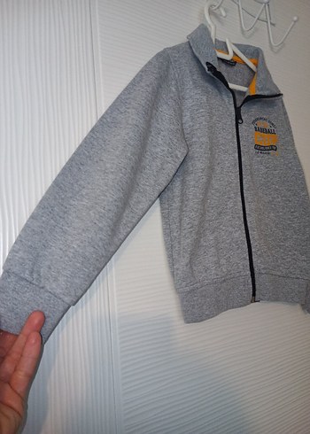 Gri Fermuarlı Erkek Çocuk Sweatshirt - Görsel 2
