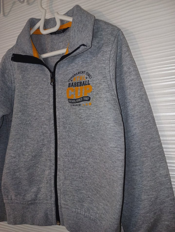 Gri Fermuarlı Erkek Çocuk Sweatshirt - Görsel 4