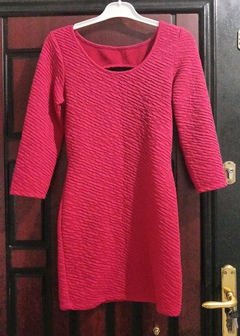 Pembe Triko Midi Elbise Uzun Kollu - Görsel 2