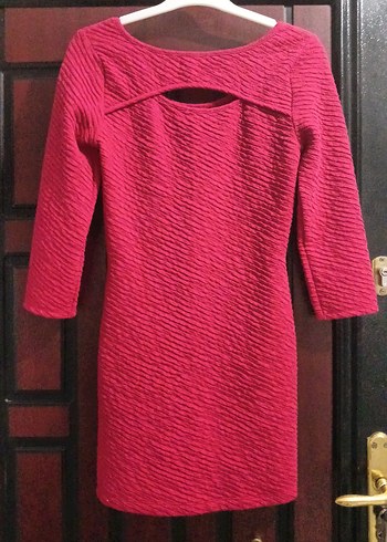 Pembe Triko Midi Elbise Uzun Kollu - Görsel 3