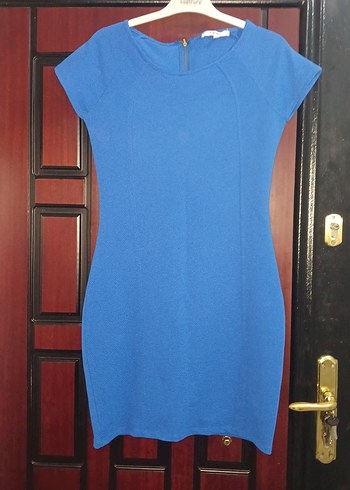 Mavi Kadın Kısa Kollu Kalem Elbise - Görsel 2