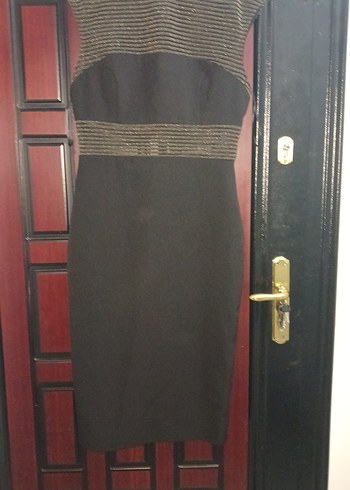 Kemerli Siyah Uzun Kadın Elbise - Görsel 3