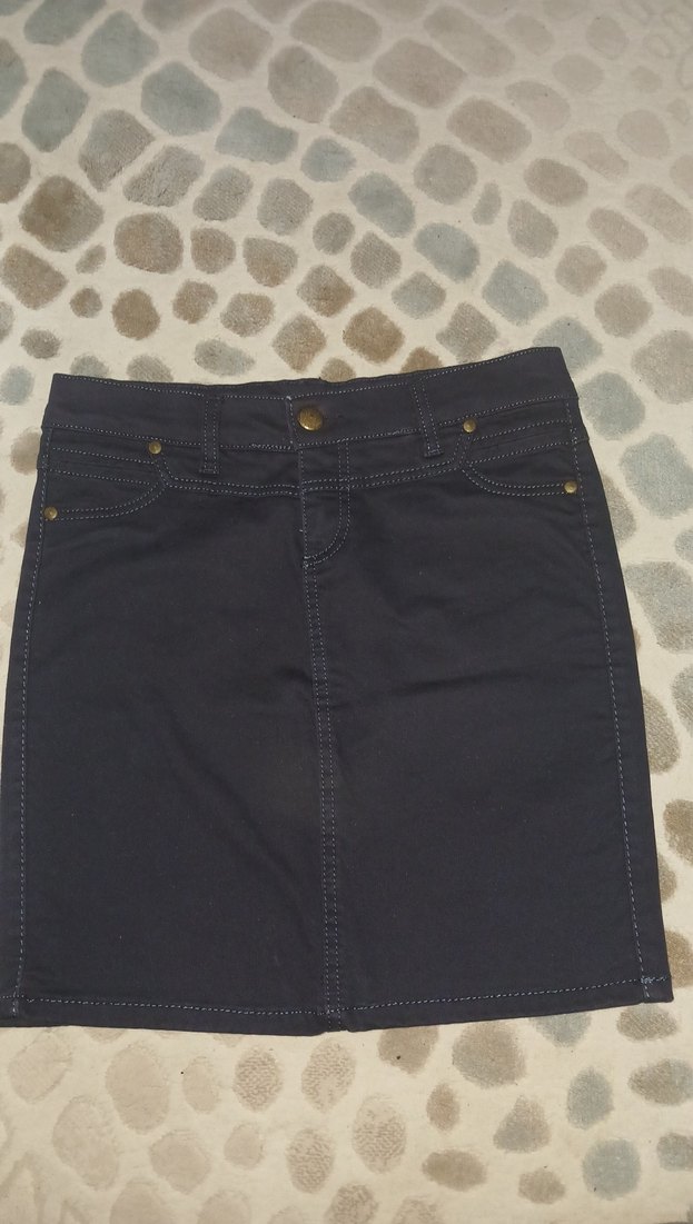 Siyah Denim Mini Etek - Görsel 2