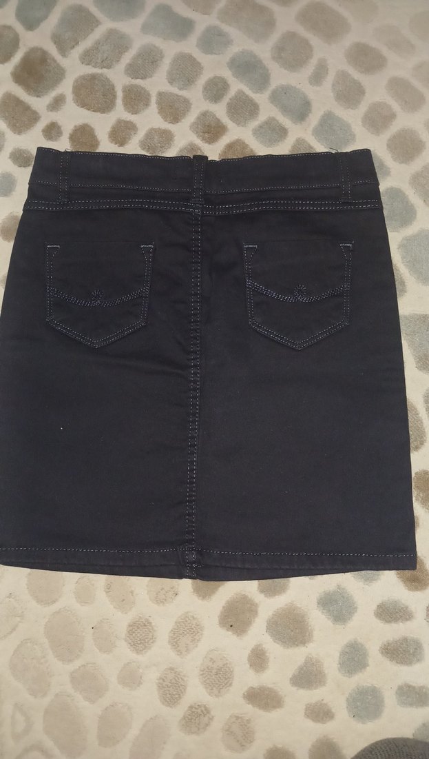 Siyah Denim Mini Etek - Görsel 3