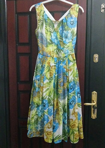 Çiçek Desenli V Yakalı Uzun Bohem Elbise - Görsel 3