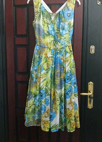 Çiçek Desenli V Yakalı Uzun Bohem Elbise - Görsel 2