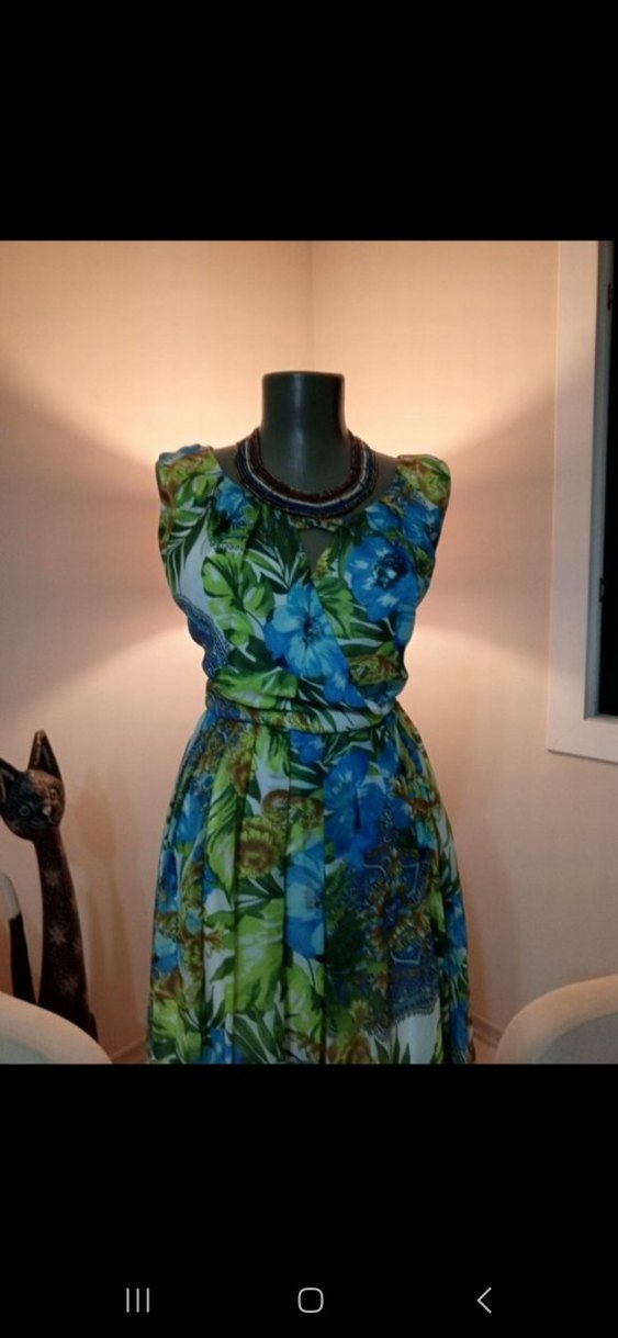 Renkli Bohem Uzun Elbise - Görsel 2