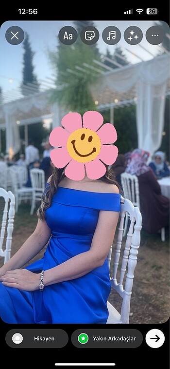 Saks mavisi saten abiye elbise