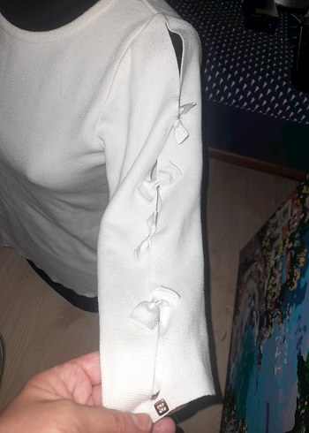 Kadın Beyaz Fırfırlı Kısa Kollu Bluz - Görsel 4