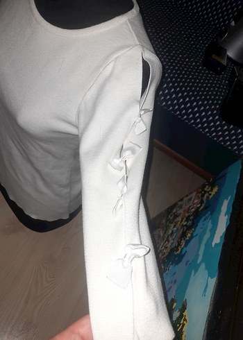 Kadın Beyaz Fırfırlı Kısa Kollu Bluz - Görsel 5