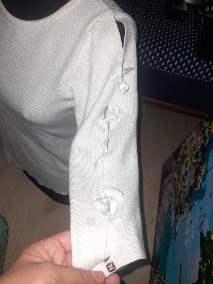 Kadın Beyaz Fırfırlı Kısa Kollu Bluz - Görsel 4