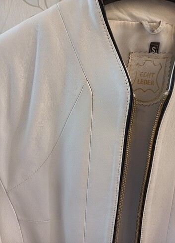 Gerçek deri beyaz ceket