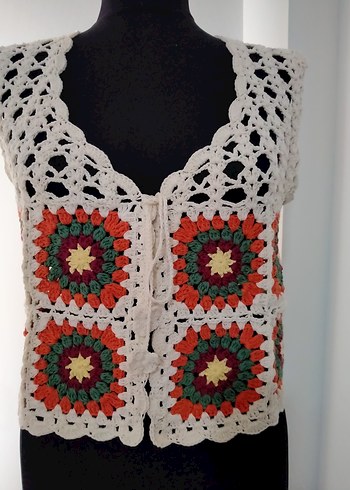 Diğer Renkli Motif ElÖrgü Bohem Kadın Yelek
