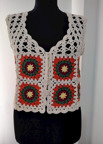 Renkli Motif ElÖrgü Bohem Kadın Yelek