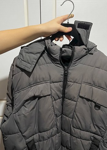 Gri Fermuarlı erkek  Kışlık Mont - Görsel 4