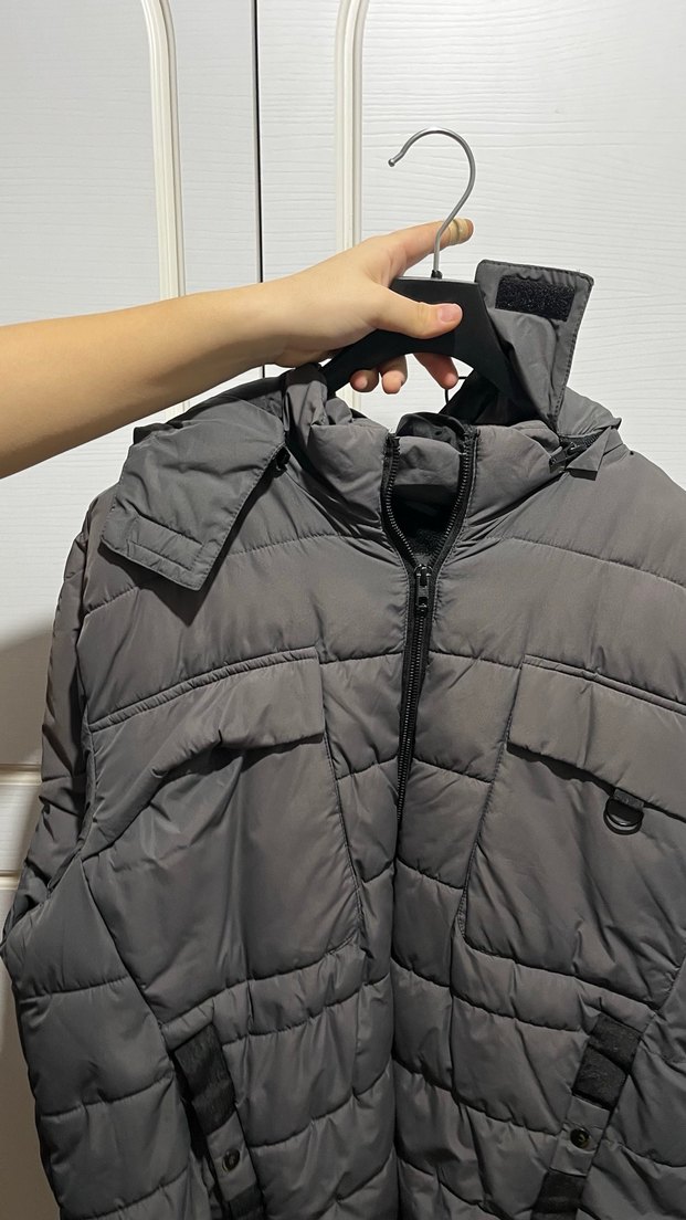 Gri Fermuarlı erkek  Kışlık Mont - Görsel 4