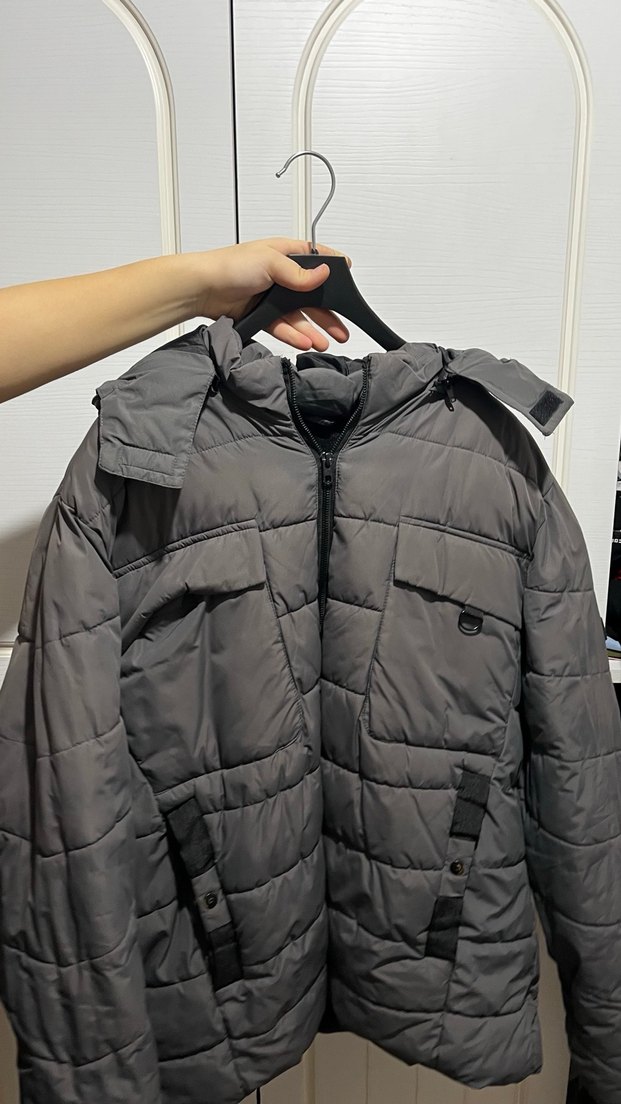 Gri Fermuarlı erkek  Kışlık Mont - Görsel 2