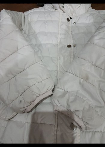 çıtçıtlı Beyaz Midi kız çocuk Kışlık Mont - Görsel 4