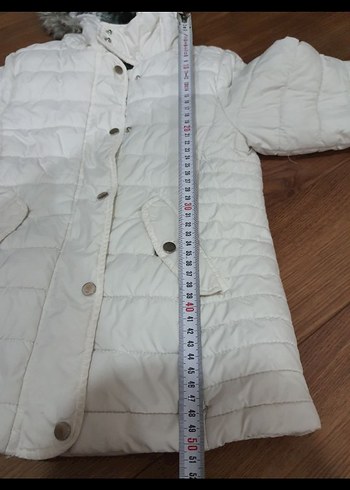 çıtçıtlı Beyaz Midi kız çocuk Kışlık Mont - Görsel 2