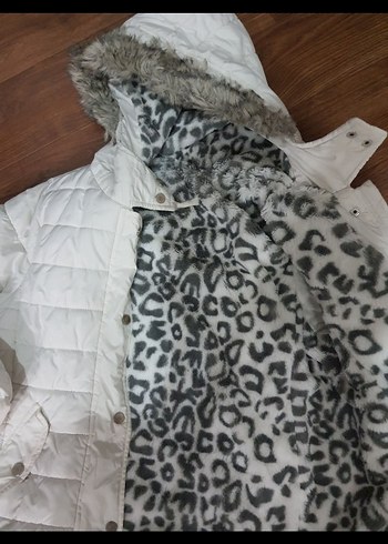 çıtçıtlı Beyaz Midi kız çocuk Kışlık Mont - Görsel 6