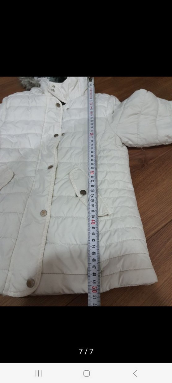 çıtçıtlı Beyaz Midi kız çocuk Kışlık Mont - Görsel 2
